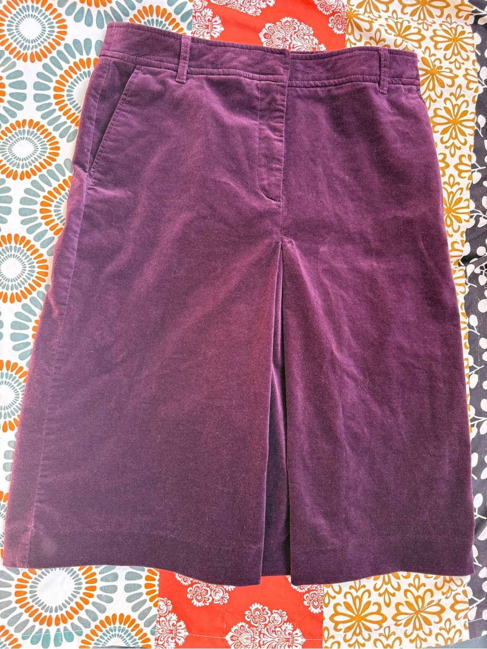 Talbots Eggplant Plum Purple Velvet A-Line Skirt Size 10 Pockets Dark Academia